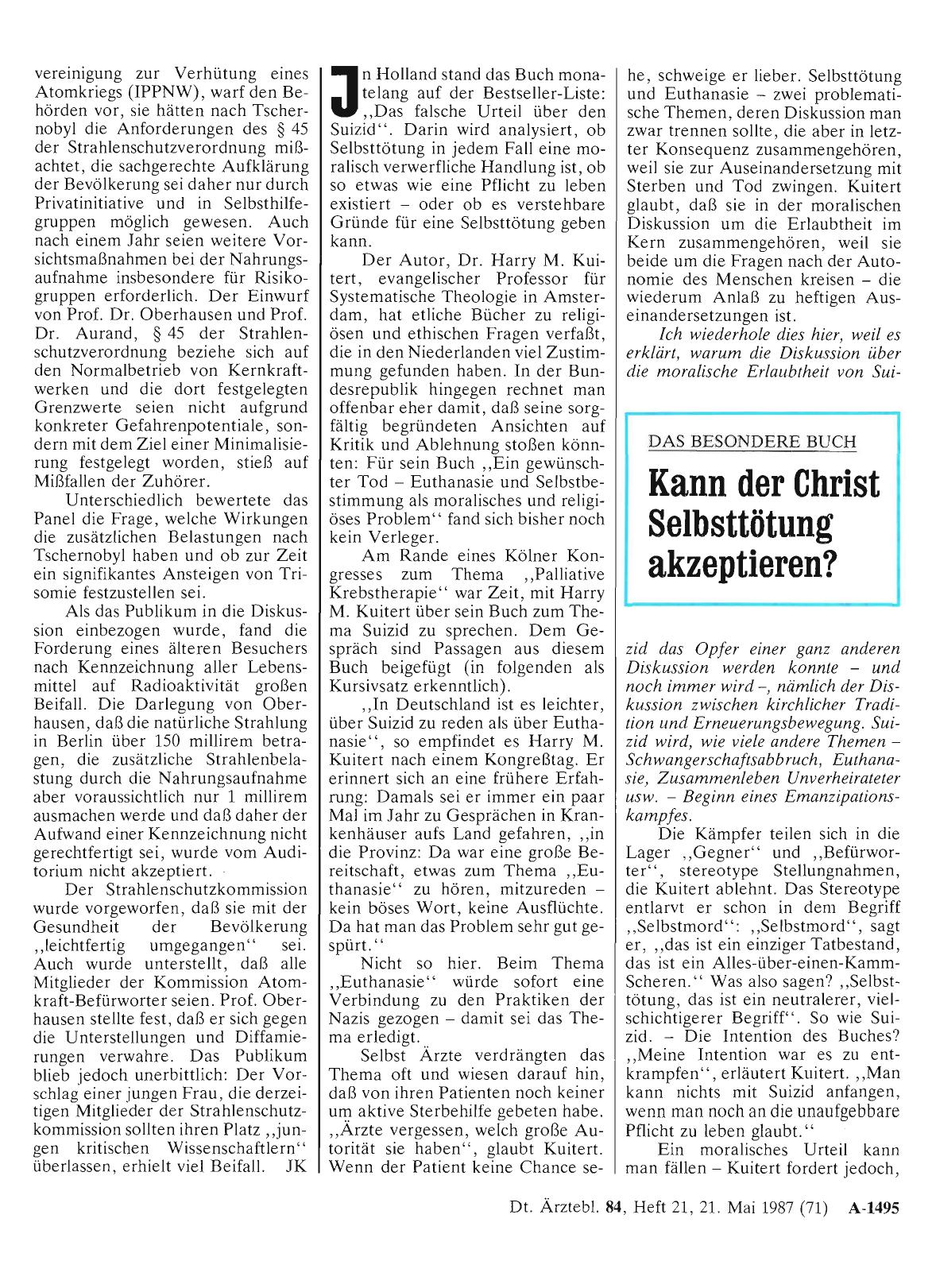 Vorschauseite 1: Kann der Christ Selbsttötung akzeptieren?