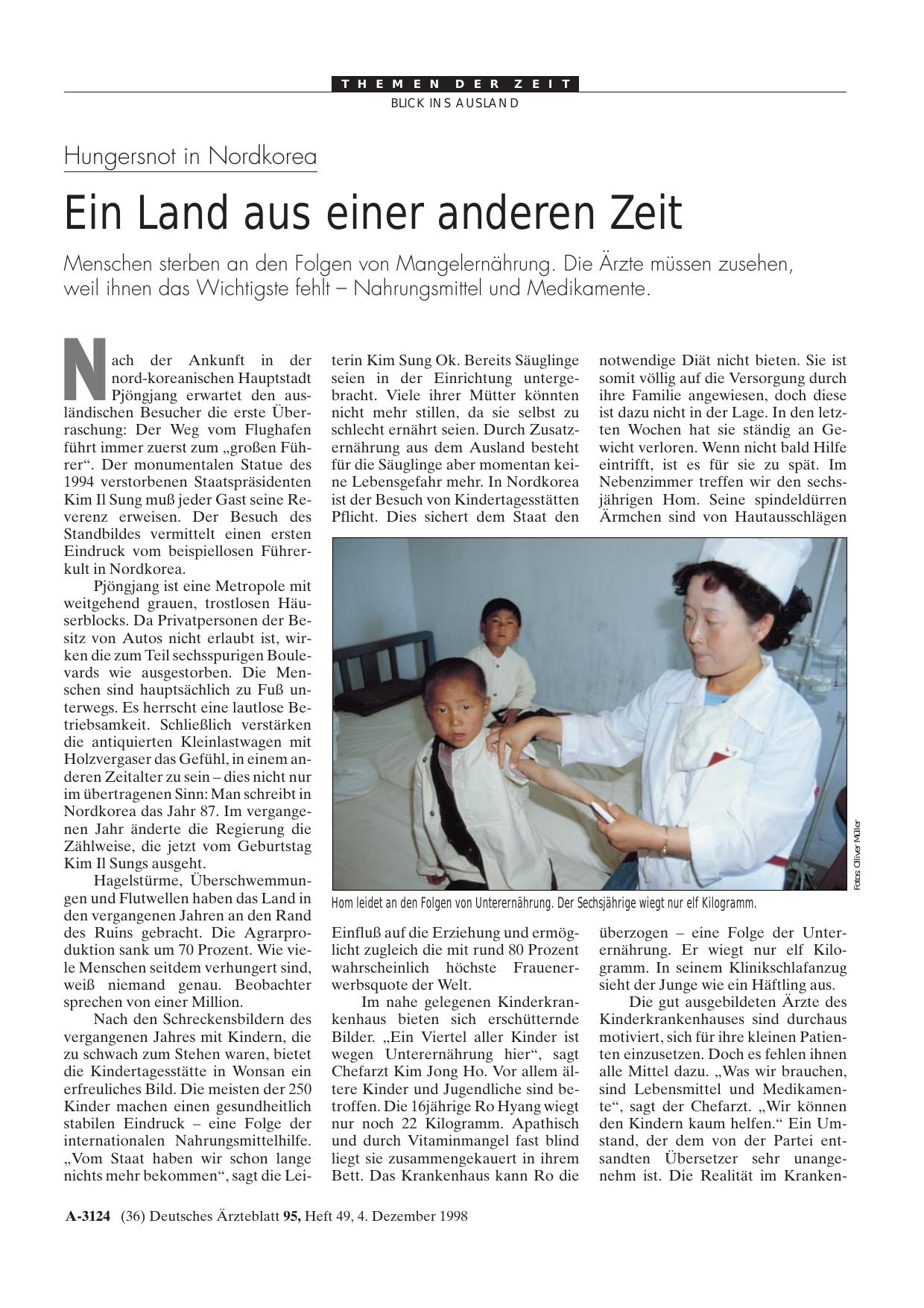 Vorschauseite 1: Hungersnot in Nordkorea: Ein Land aus einer anderen Zeit