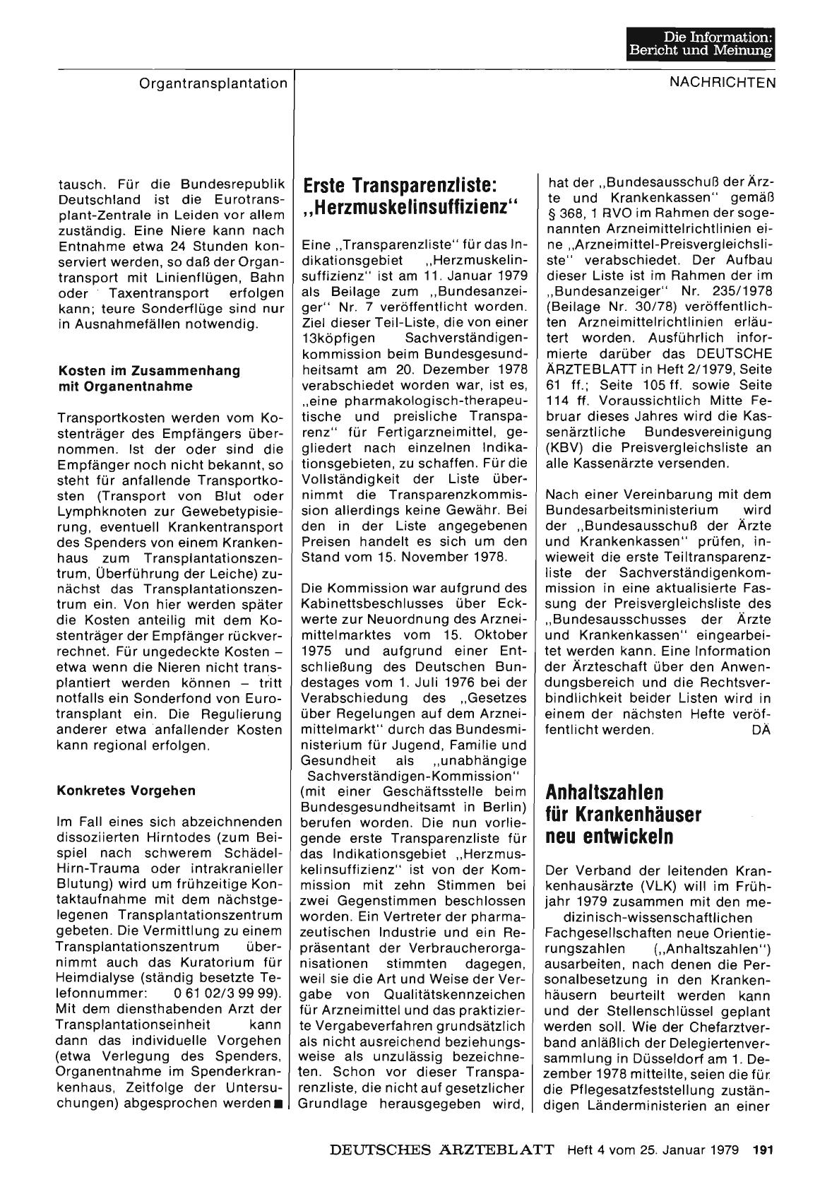 Vorschauseite 1: Erste Transparenzliste: „Herzmuskelinsuffizienz“
