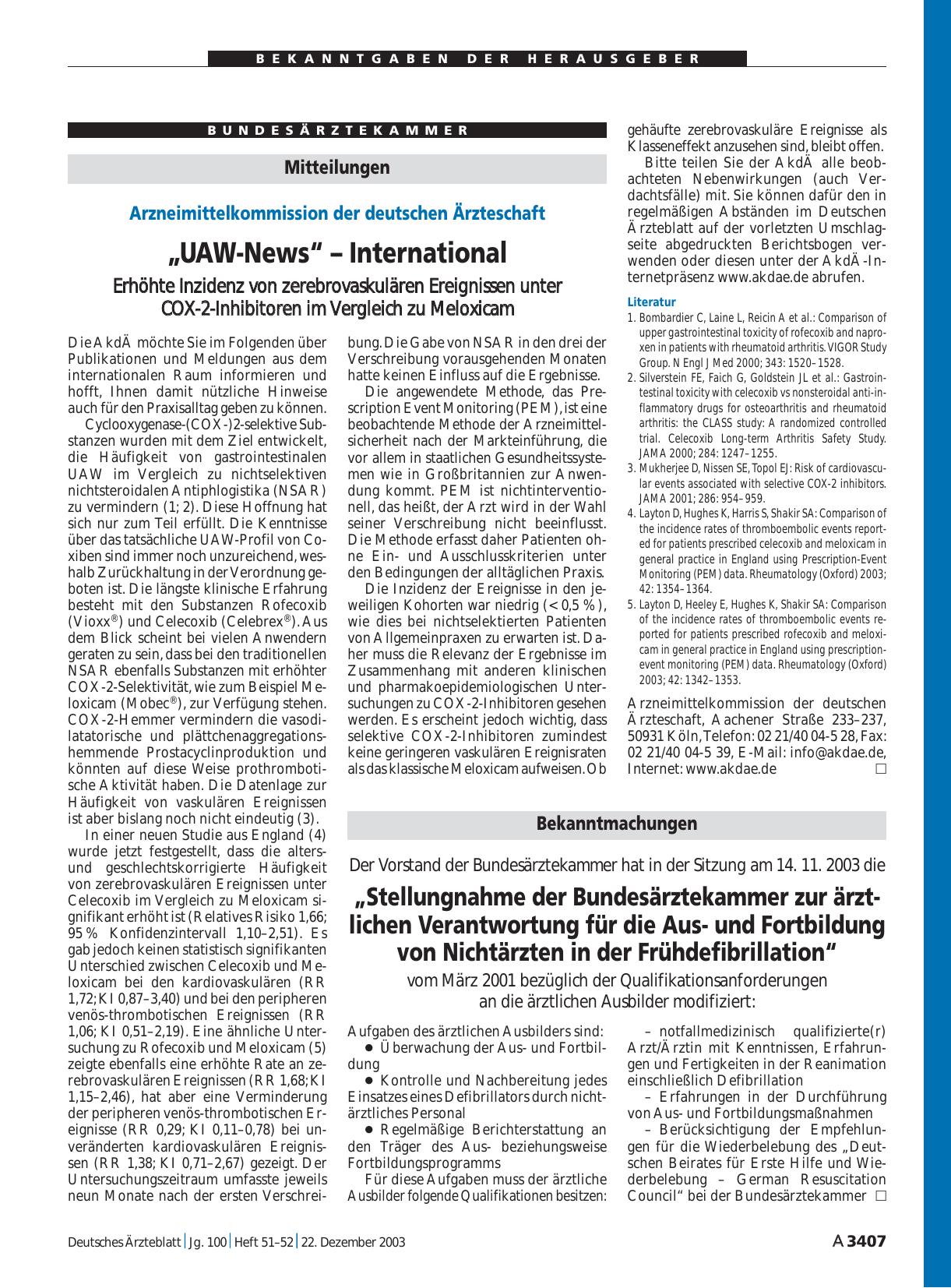 Vorschauseite 1: Arzneimittelkommission der deutschen Ärzteschaft: „UAW-News“ – International