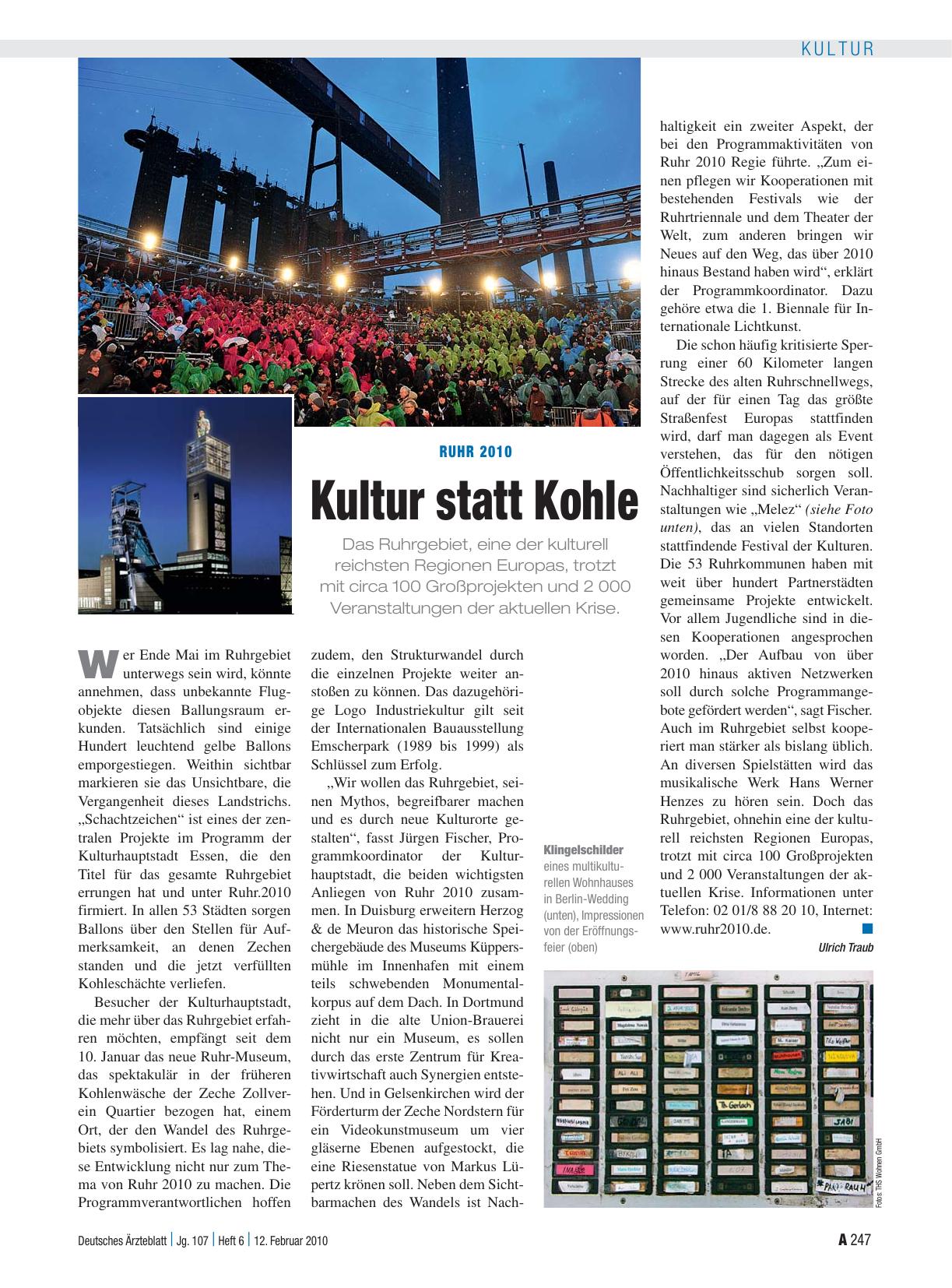 Vorschauseite 1: Ruhr 2010: Kultur statt Kohle