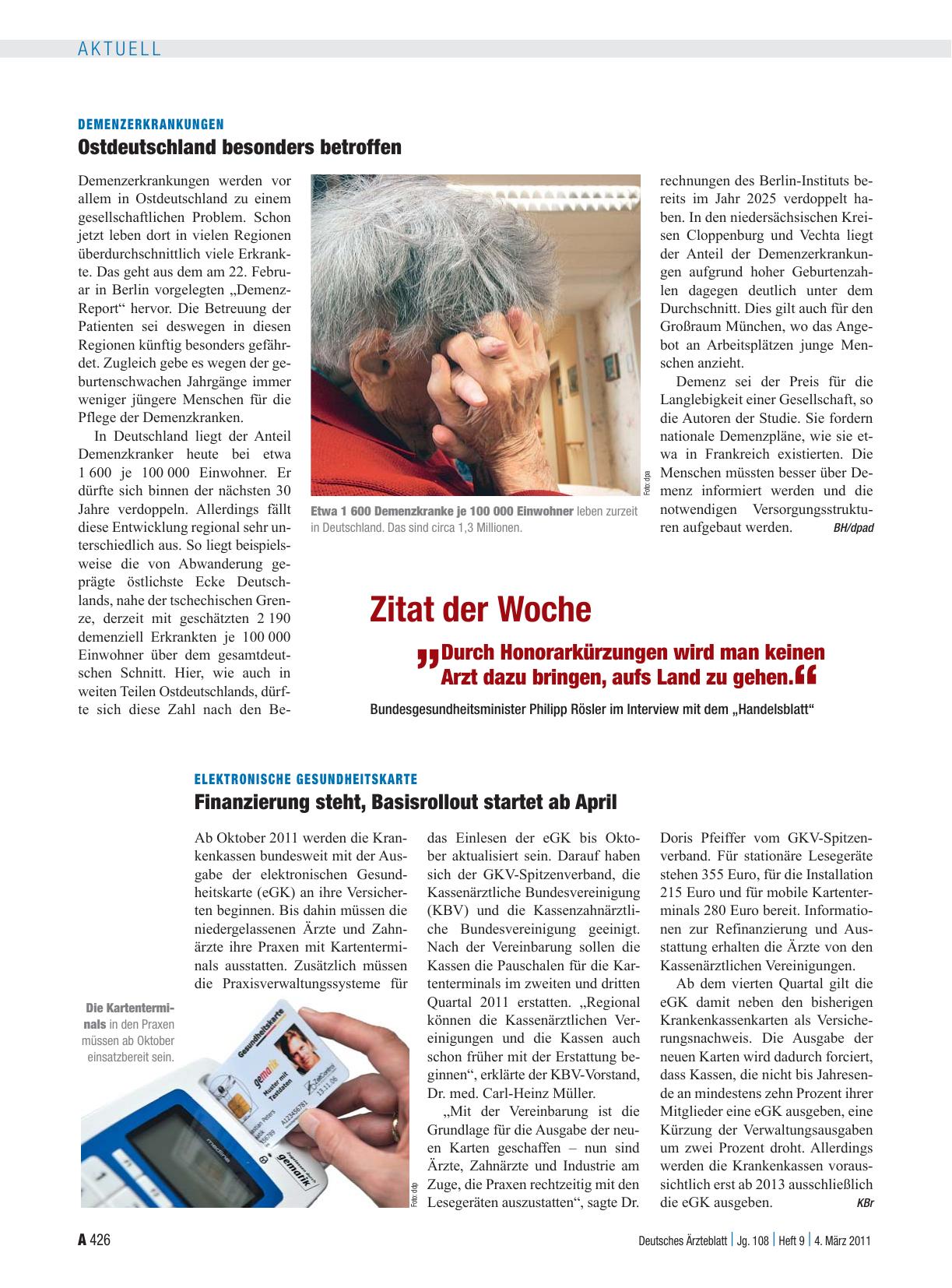 Vorschauseite 1: Demenzerkrankungen: Ostdeutschland besonders betroffen
