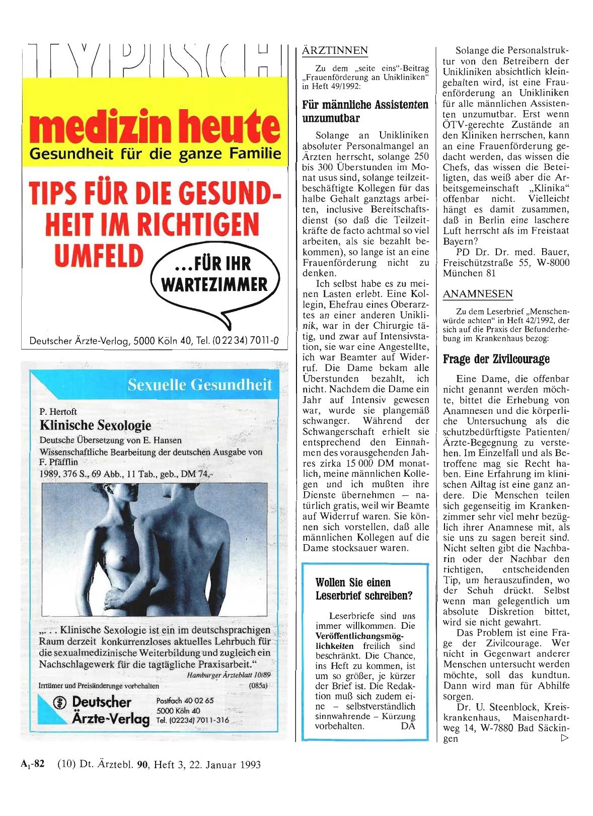 Vorschauseite 1: ÄRZTINNEN: Für männliche Assistenten unzumutbar