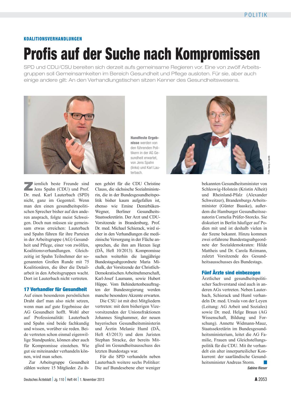 Vorschauseite 1: Koalitionsverhandlungen: Profis auf der Suche nach Kompromissen