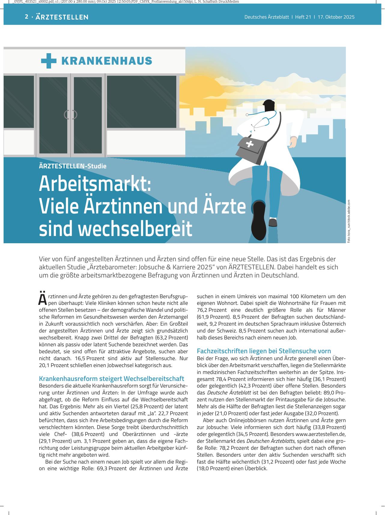 Vorschauseite 1: Studie: Arbeitsmarkt — Viele Ärztinnen und Ärzte sind wechselbereit