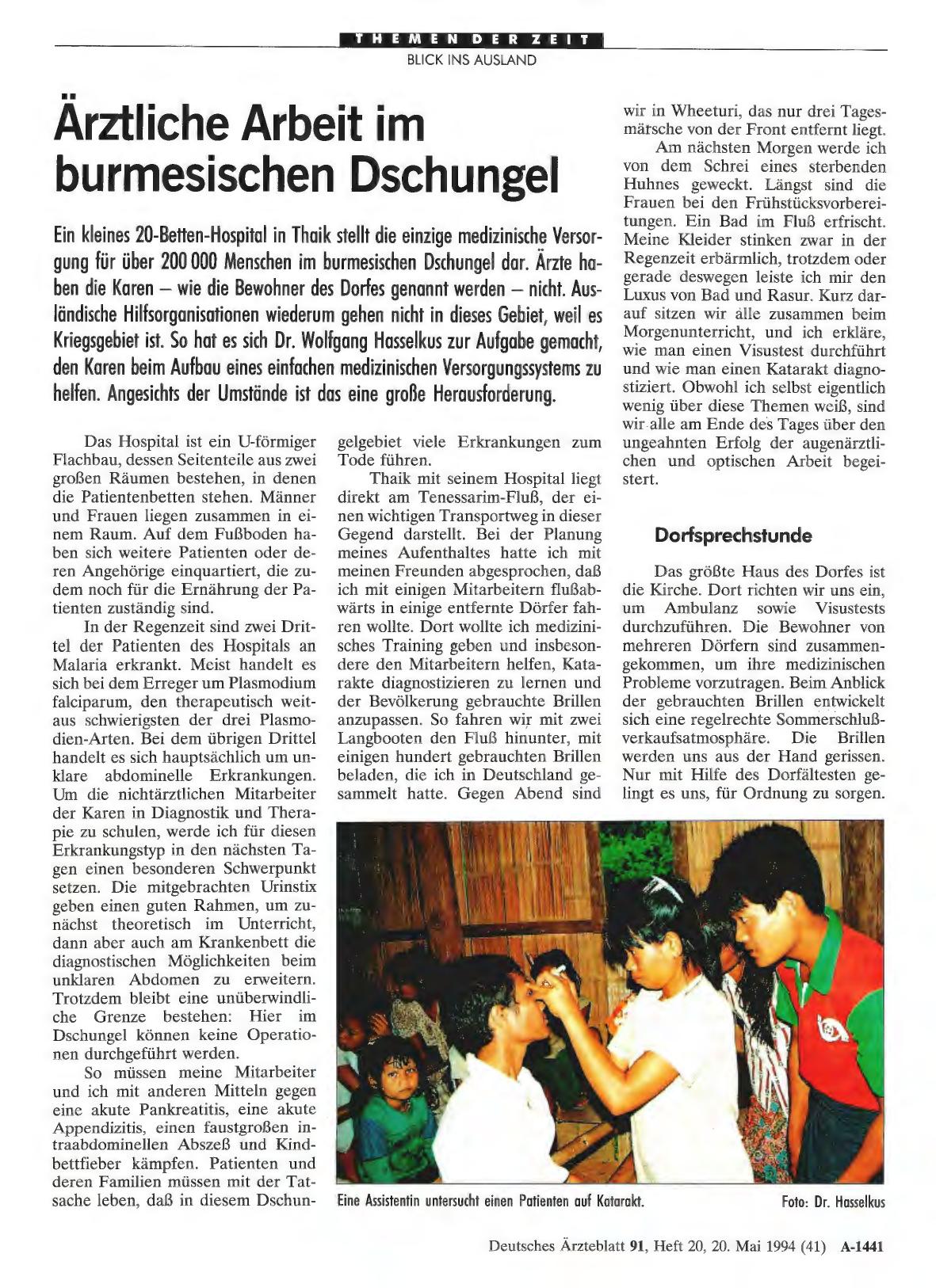 Vorschauseite 1: Ärztliche Arbeit im burmesischen Dschungel