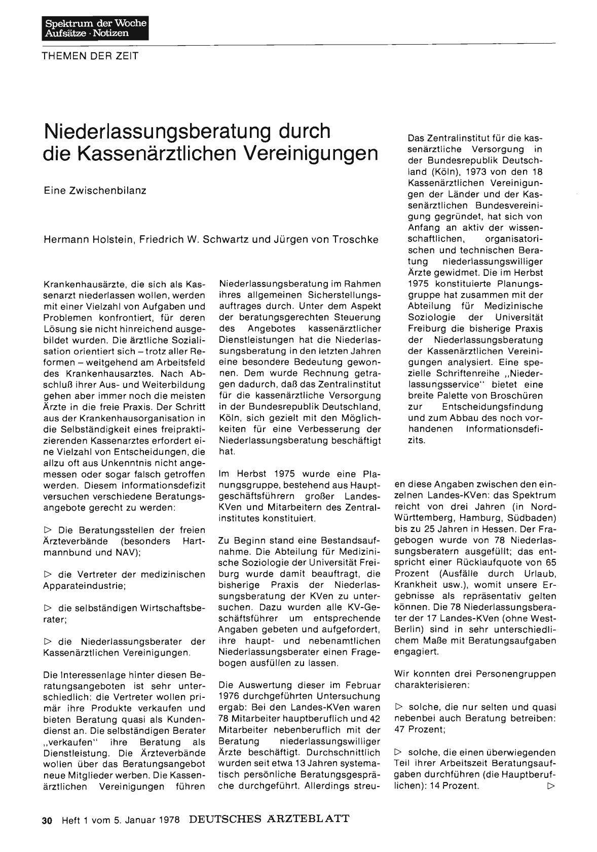 Vorschauseite 1: Niederlassungsberatung durch die Kassenärztlichen Vereinigungen: Eine Zwischenbilanz