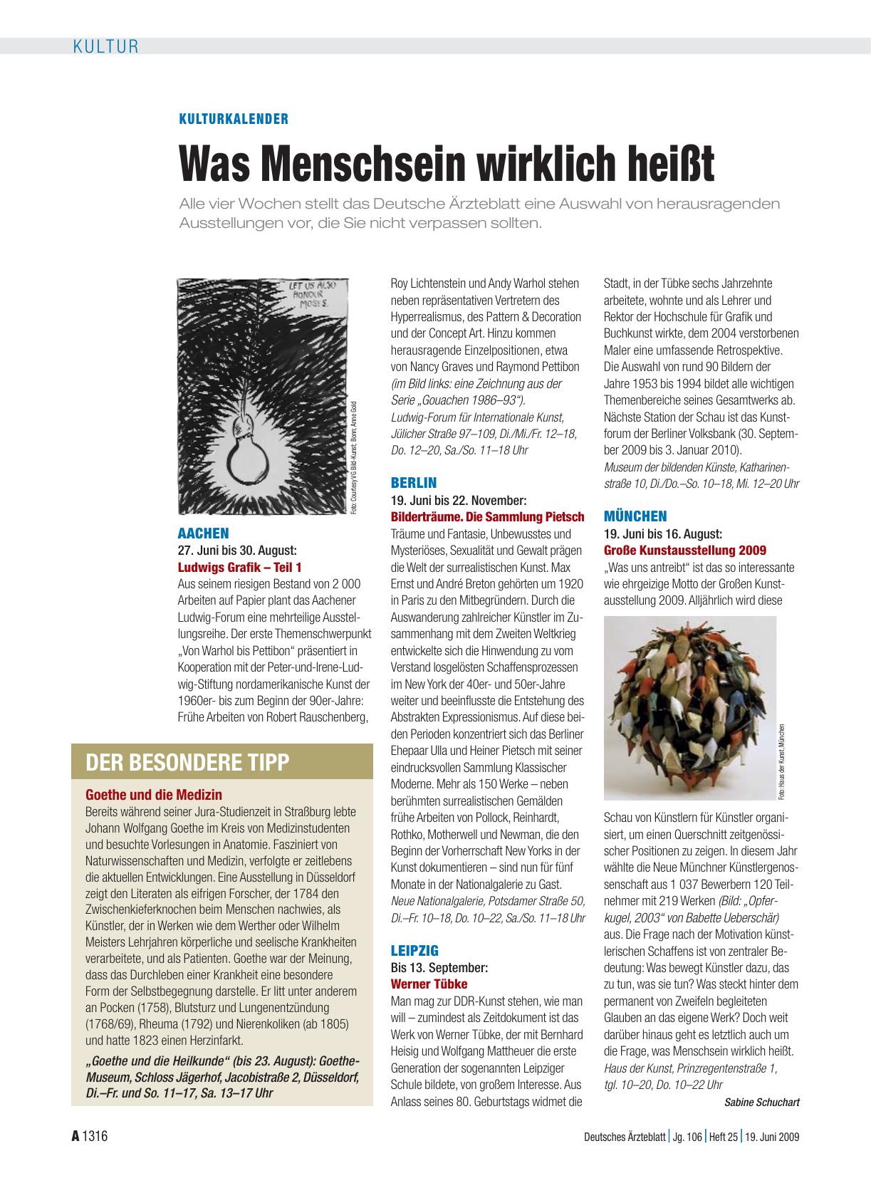 Vorschauseite 1: Kulturkalender: Was Menschsein wirklich heißt