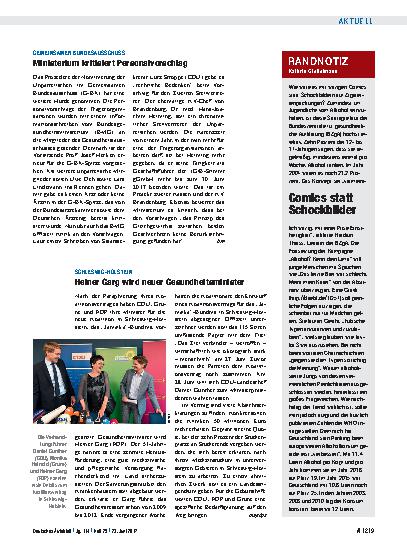 Vorschauseite 1: Gemeinsamer Bundesausschuss: Ministerium kritisiert Personalvorschlag