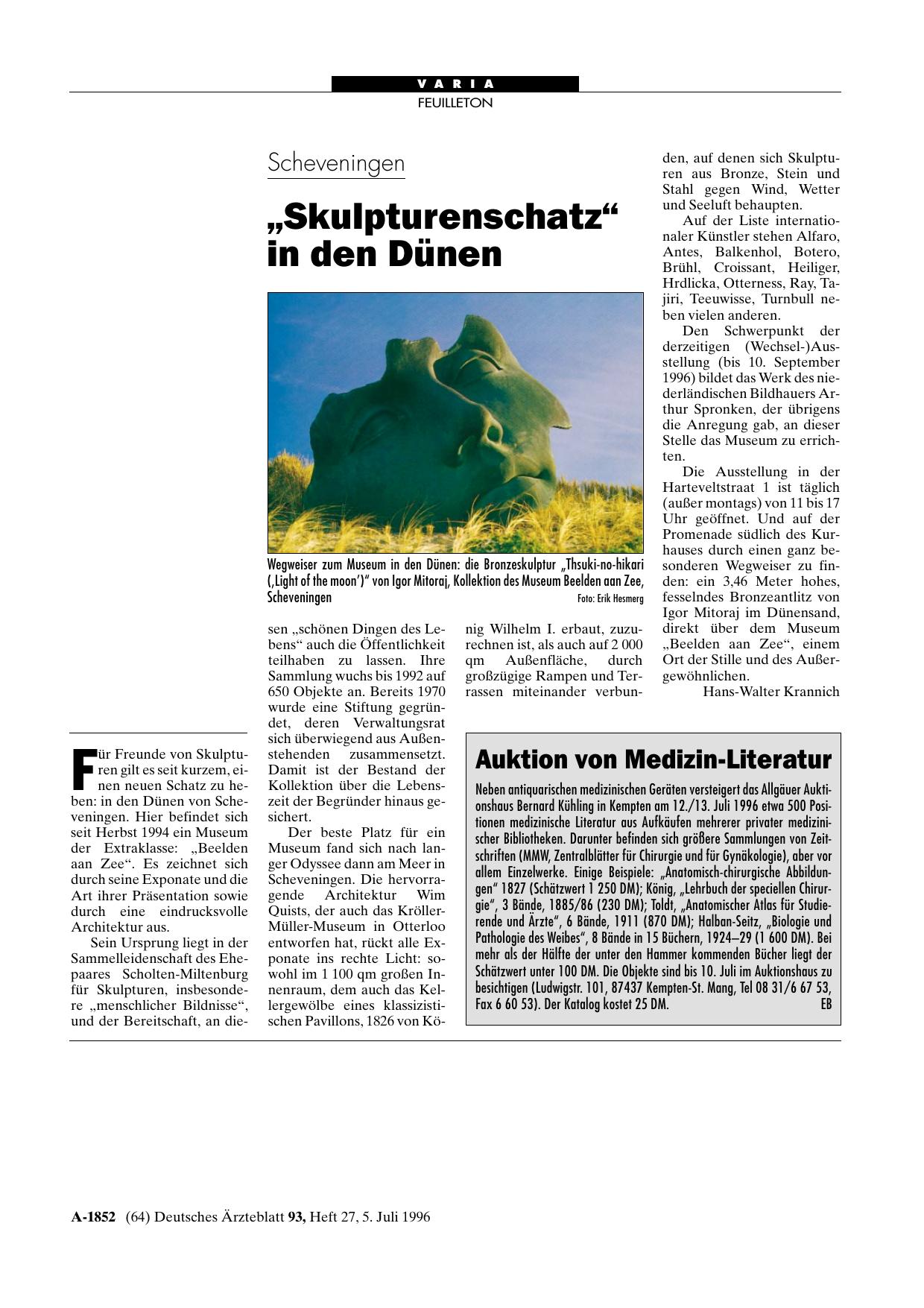 Vorschauseite 1: Auktion von Medizin-Literatur