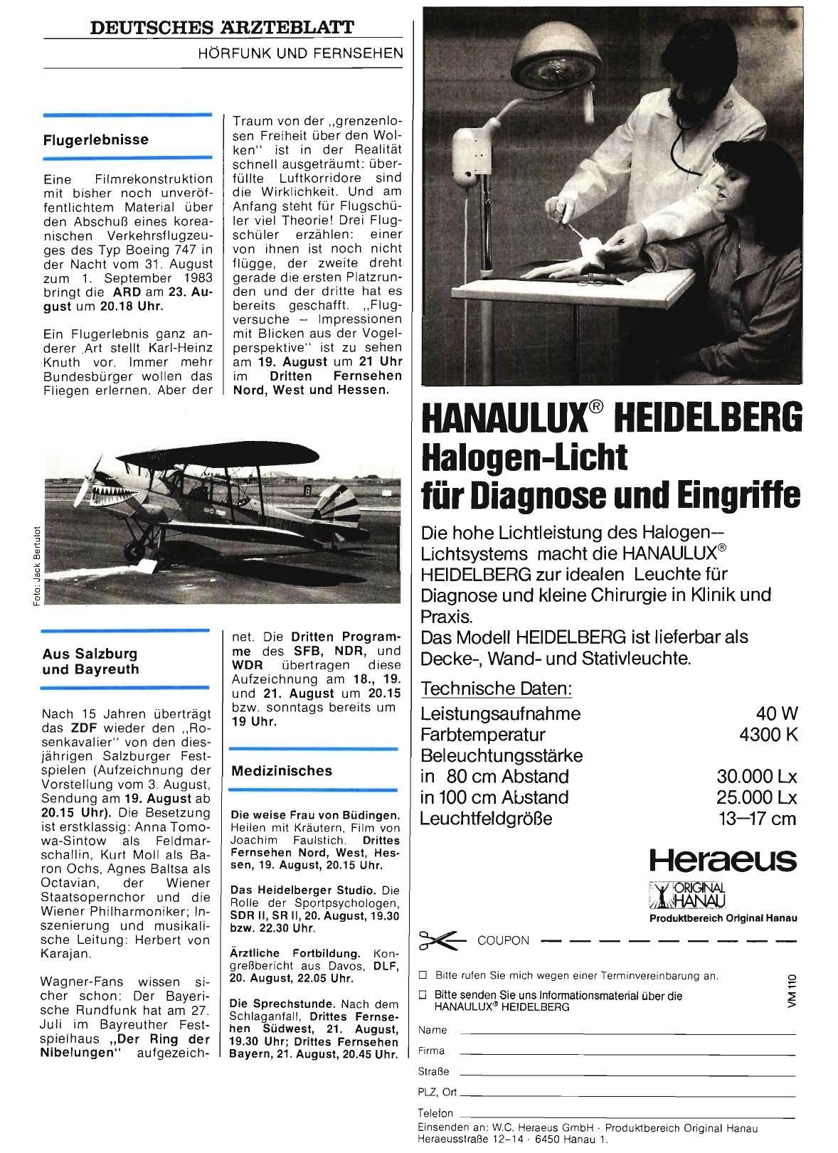 Vorschauseite 1: Flugerlebnisse/ Aus Salzburg und Bayreuth/ Medizinisches