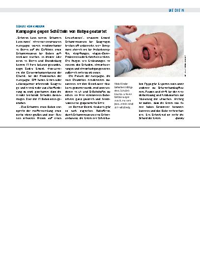 Vorschauseite 1: Schutz von Kindern: Kampagne gegen Schütteln von Babys gestartet