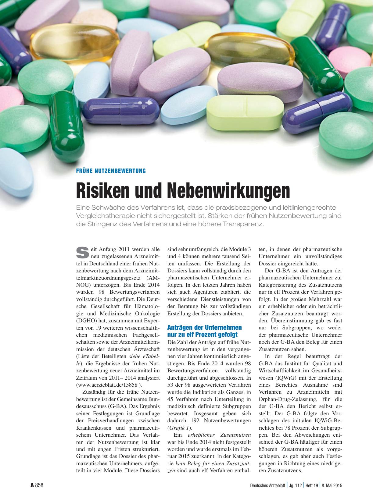 Vorschauseite 1: Frühe Nutzenbewertung: Risiken und Nebenwirkungen