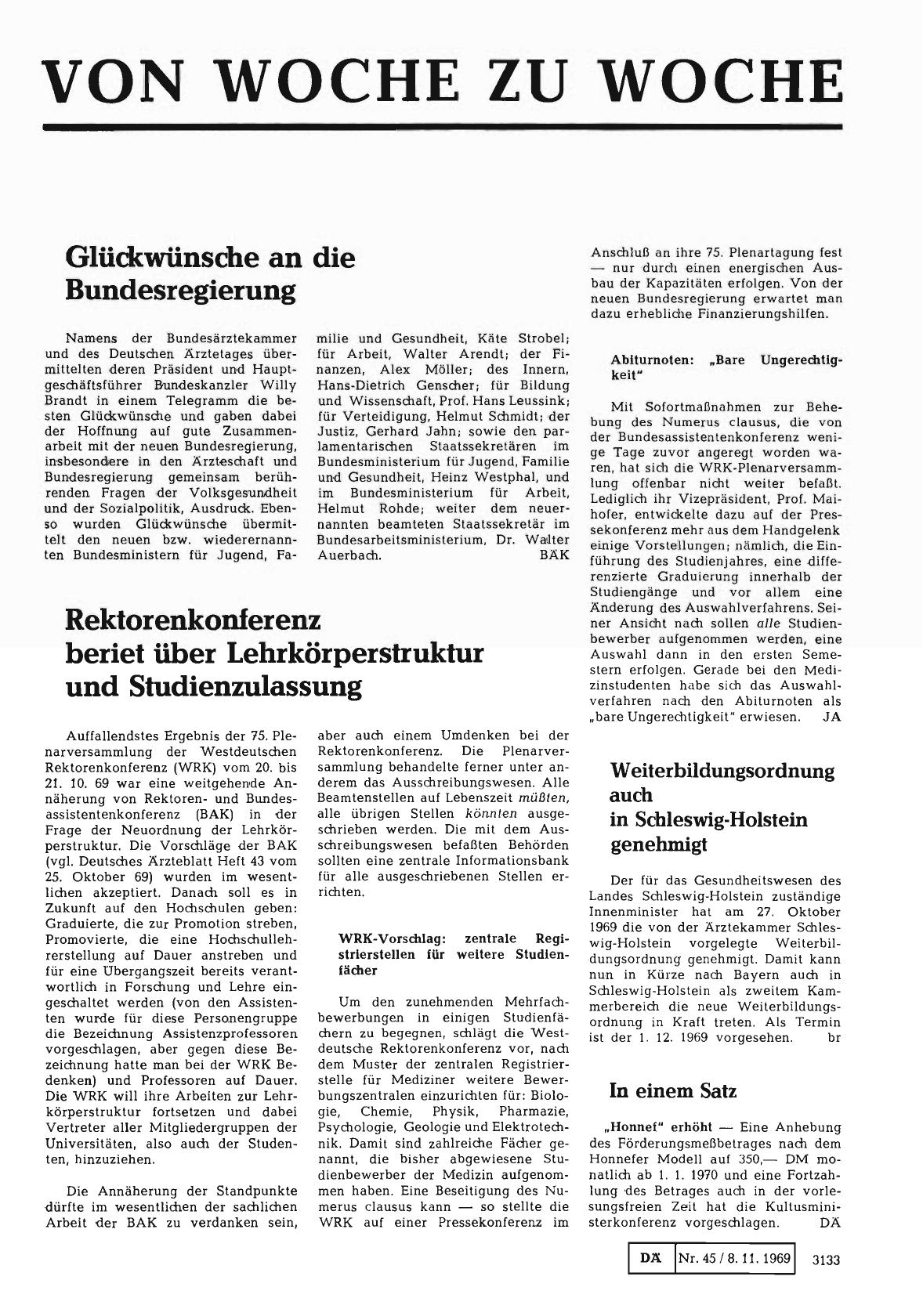 Vorschauseite 1: Glückwünsche an die Bundesregierung