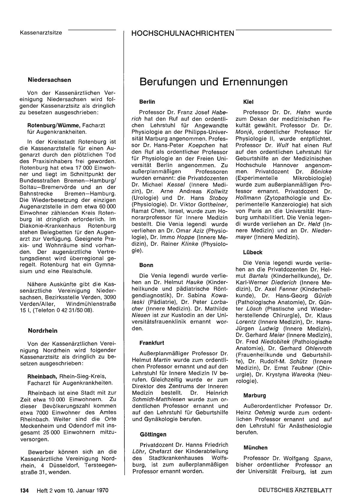 Vorschauseite 1: Berufungen und Ernennungen