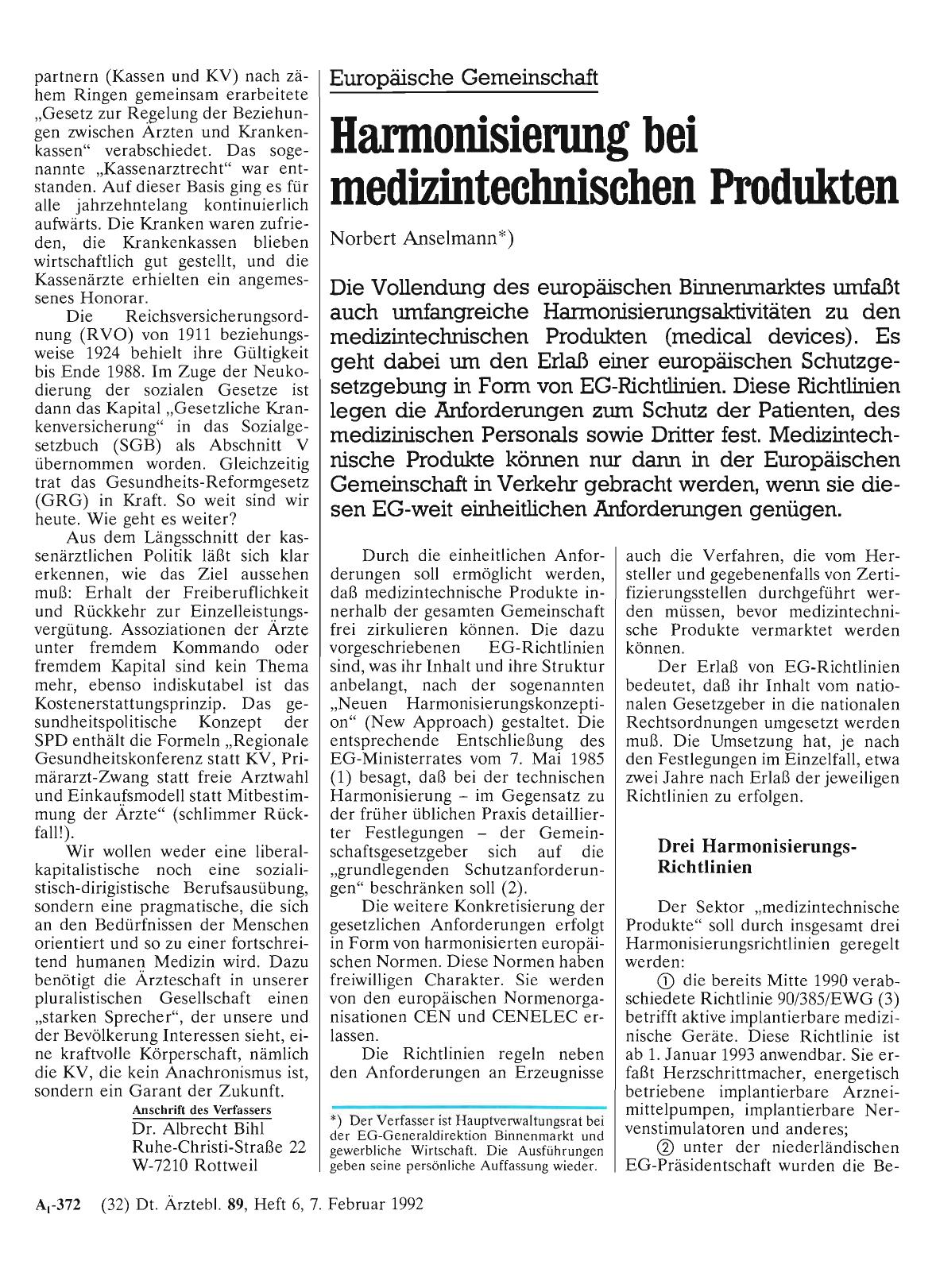 Vorschauseite 1: Europäische Gemeinschaft: Harmonisierung bei medizintechnischen Produkten