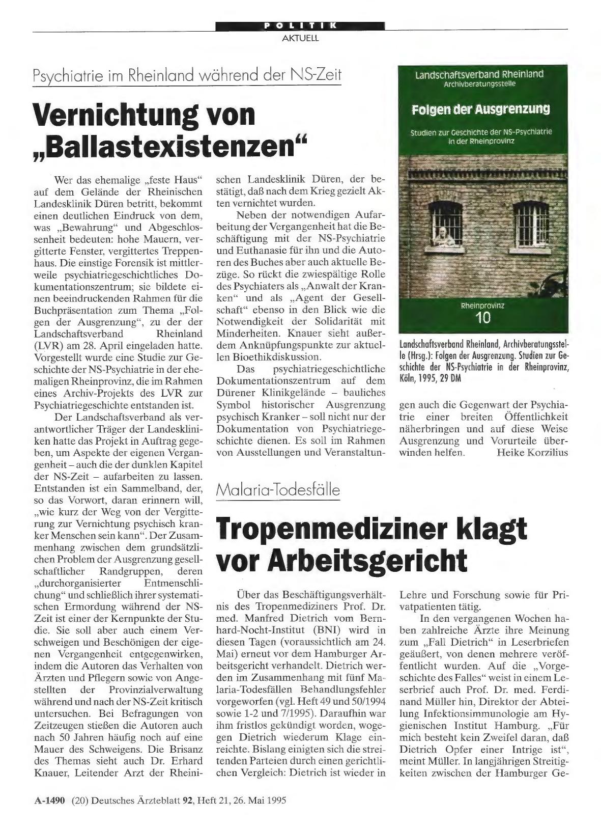 Vorschauseite 1: Malaria-Todesfälle: Tropenmediziner klagt vor Arbeitsgericht