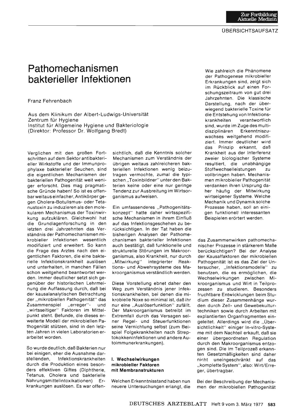 Vorschauseite 1: Pathomechanismen bakterieller Infektionen