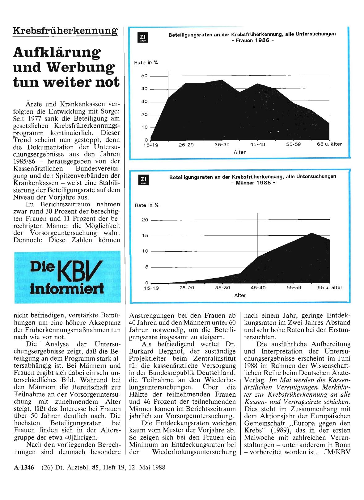 Vorschauseite 1: Krebsfrüherkennung: Aufklärung und Werbung tun weiter not