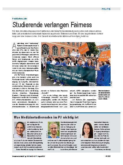 Vorschauseite 1: Praktisches Jahr: Studierende verlangen Fairness