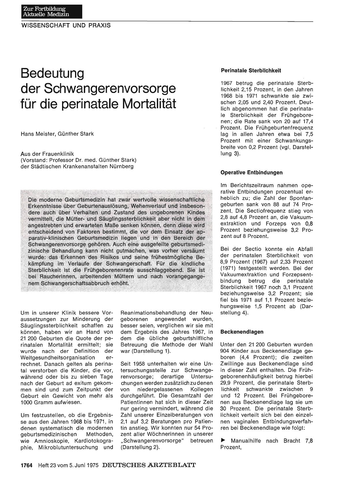 Vorschauseite 1: Bedeutung der Schwangerenvorsorge für die perinatale Mortalität