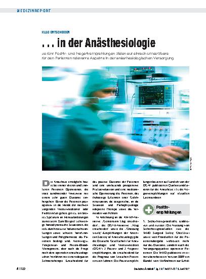 Vorschauseite 1: Klug entscheiden: … in der Anästhesiologie