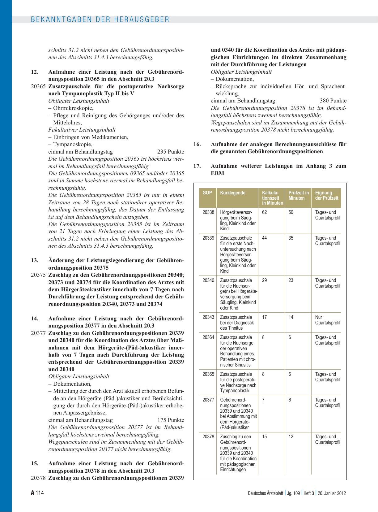 Vorschauseite 4: Durchführungsempfehlung des Bewertungsausschusses nach § 87 Abs. 1 Satz 1 SGB V in seiner 266. Sitzung am 14. Dezember 2011 zur Finanzierung der Leistungen im Zusammenhang mit der…
