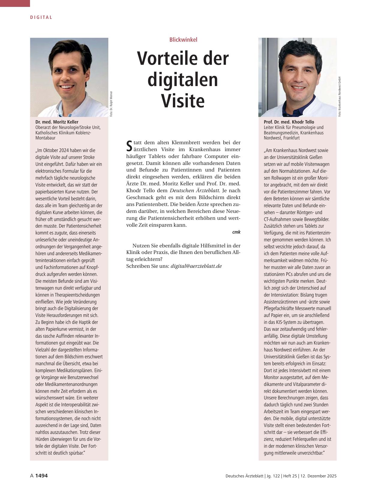 Vorschauseite 1: Blickwinkel: Vorteile der digitalen Visite