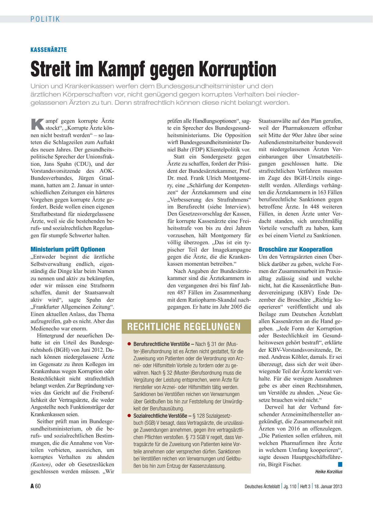 Vorschauseite 1: Kassenärzte: Streit im Kampf gegen Korruption