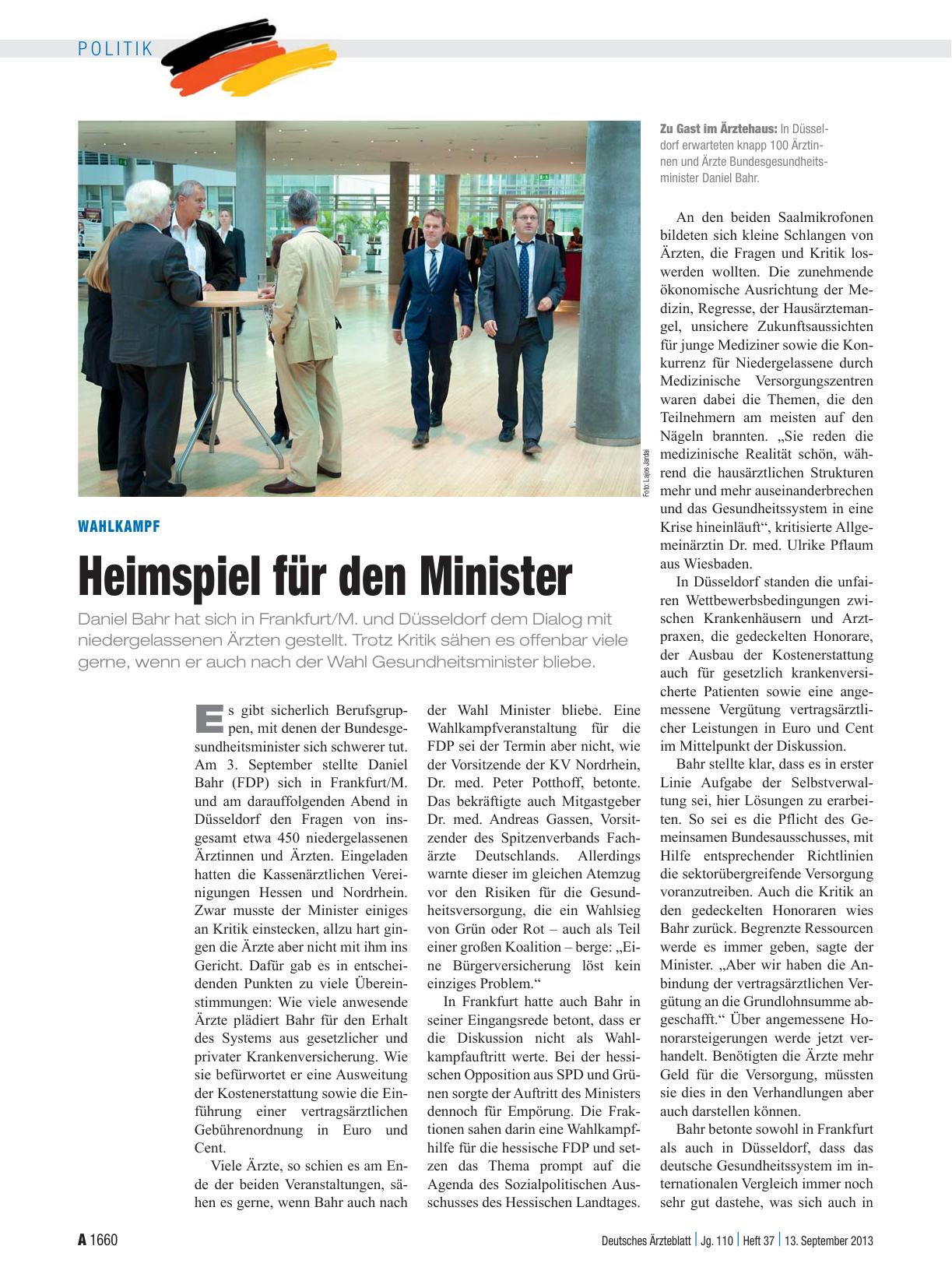 Vorschauseite 1: Wahlkampf: Heimspiel für den Minister