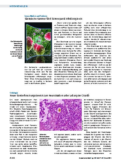 Vorschauseite 1: Innere Medizin und Pädiatrie: Sächsische Kammer führt Schwerpunkt Infektiologie ein