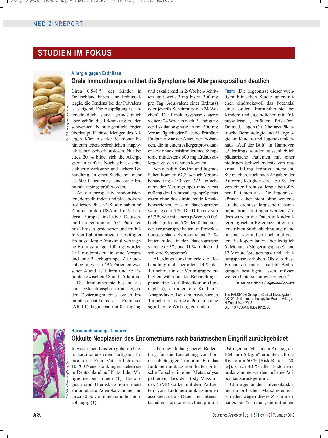 Vorschauseite 1: Hormonabhängige Tumoren: Okkulte Neoplasien des Endometriums nach bariatrischem Eingriff zurückgebildet