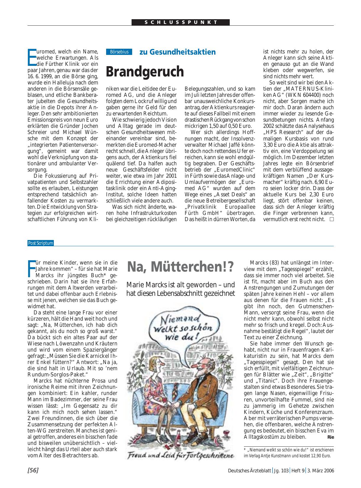Vorschauseite 1: Na, Mütterchen! ? Marie Marcks ist alt geworden – und hat diesen Lebensabschnitt gezeichnet