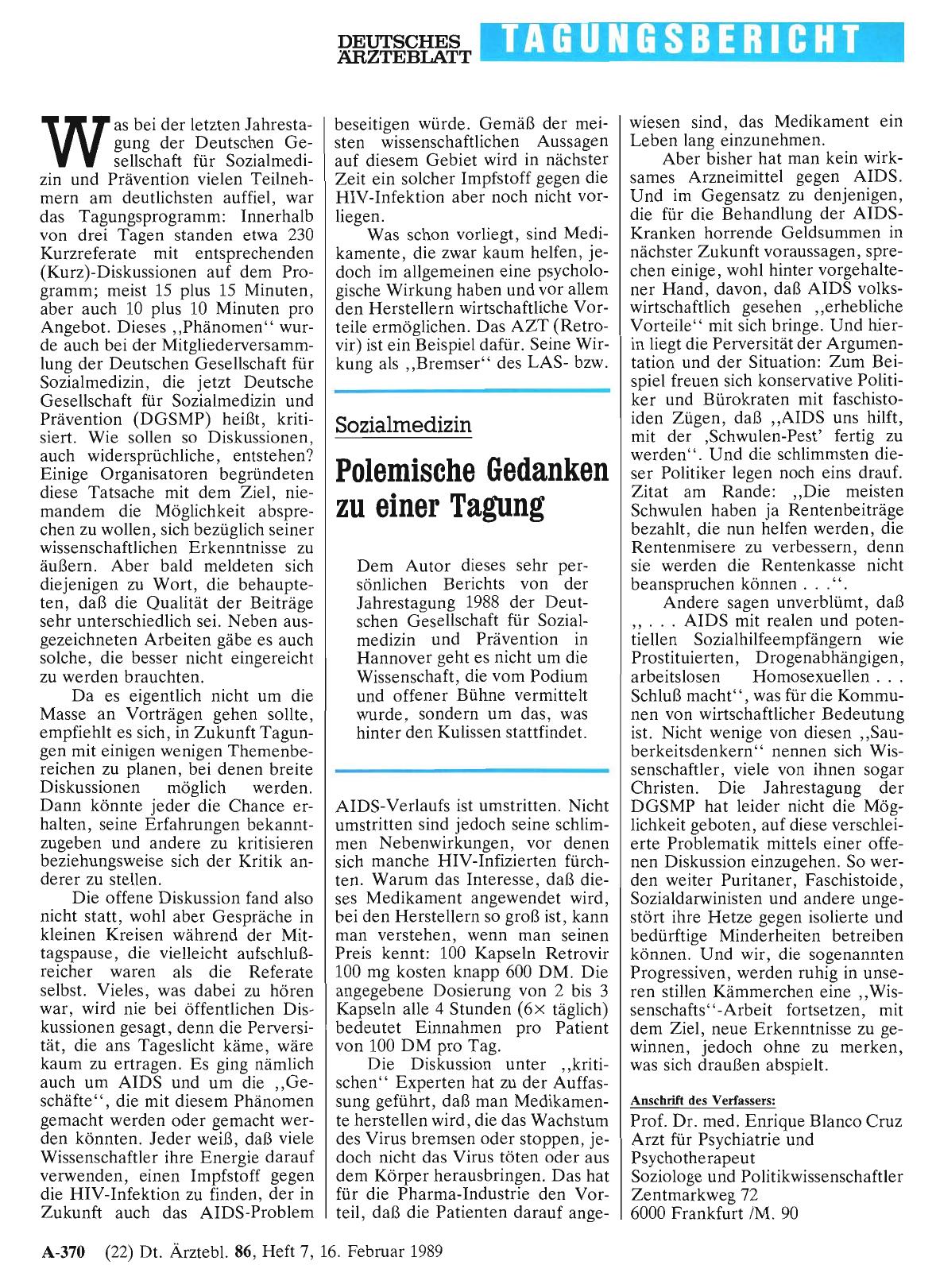 Vorschauseite 1: Sozialmedizin: Polemische Gedanken zu einer Tagung