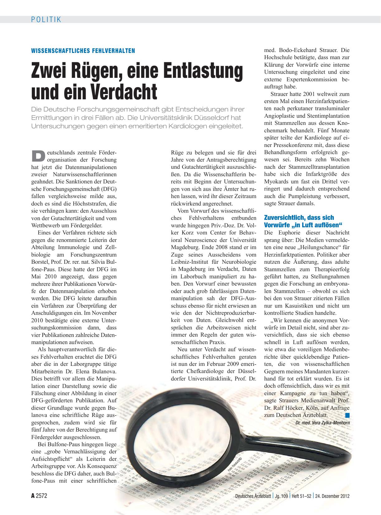 Vorschauseite 1: Wissenschaftliches Fehlverhalten: Zwei Rügen, eine Entlastung und ein Verdacht