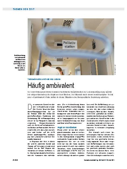 Vorschauseite 1: Todeswünsche am Ende des Lebens: Häufig ambivalent