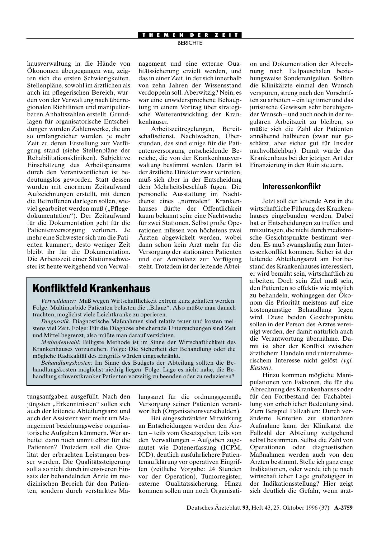 Vorschauseite 1: Konfliktfeld Krankenhaus