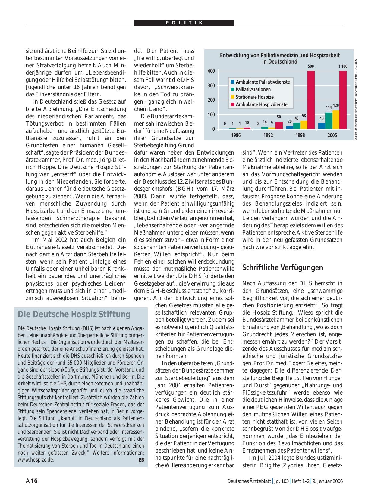 Vorschauseite 1: Die Deutsche Hospiz Stiftung