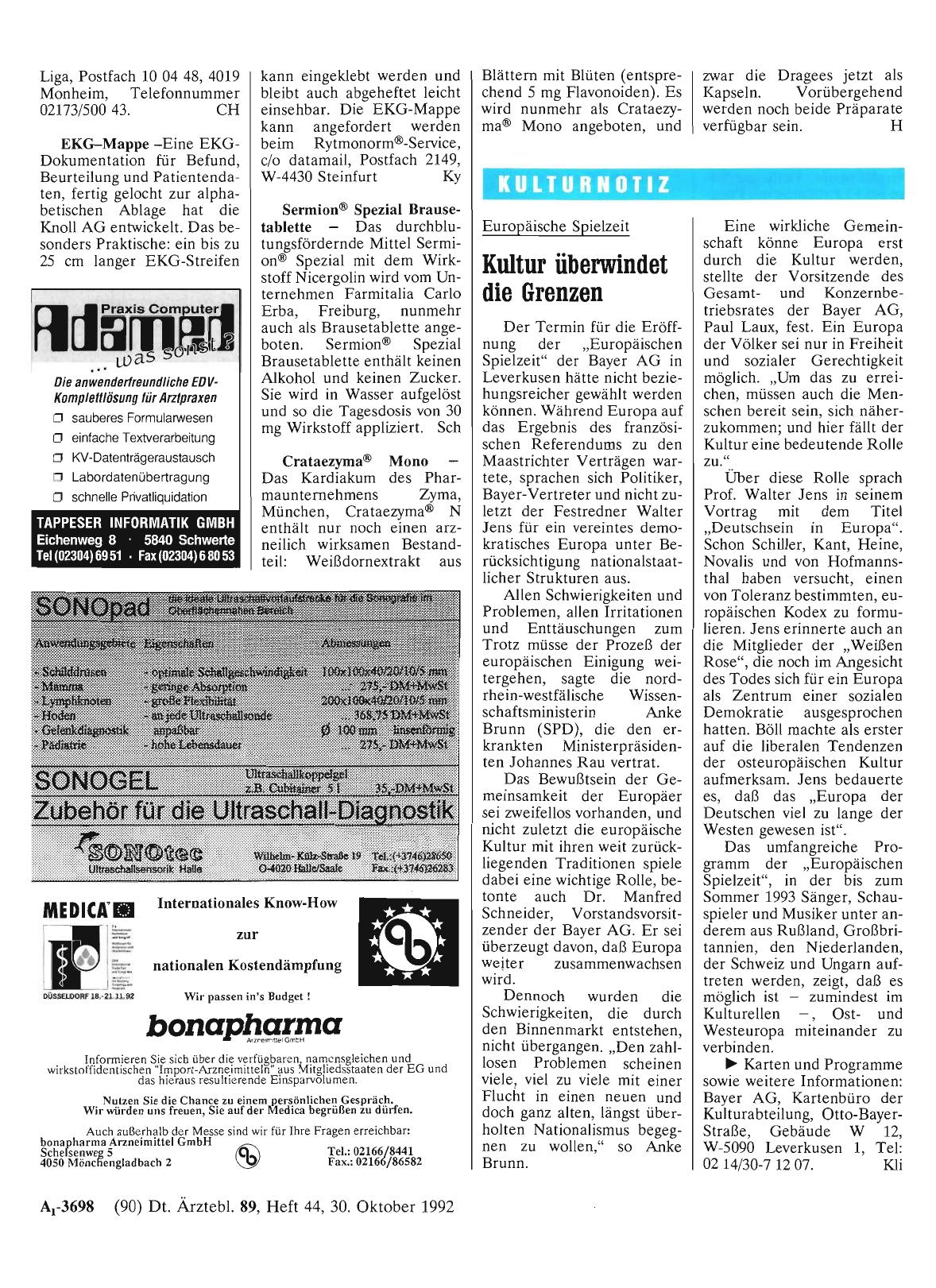 Vorschauseite 1: Europäische Spielzeit: Kultur überwindet die Grenzen