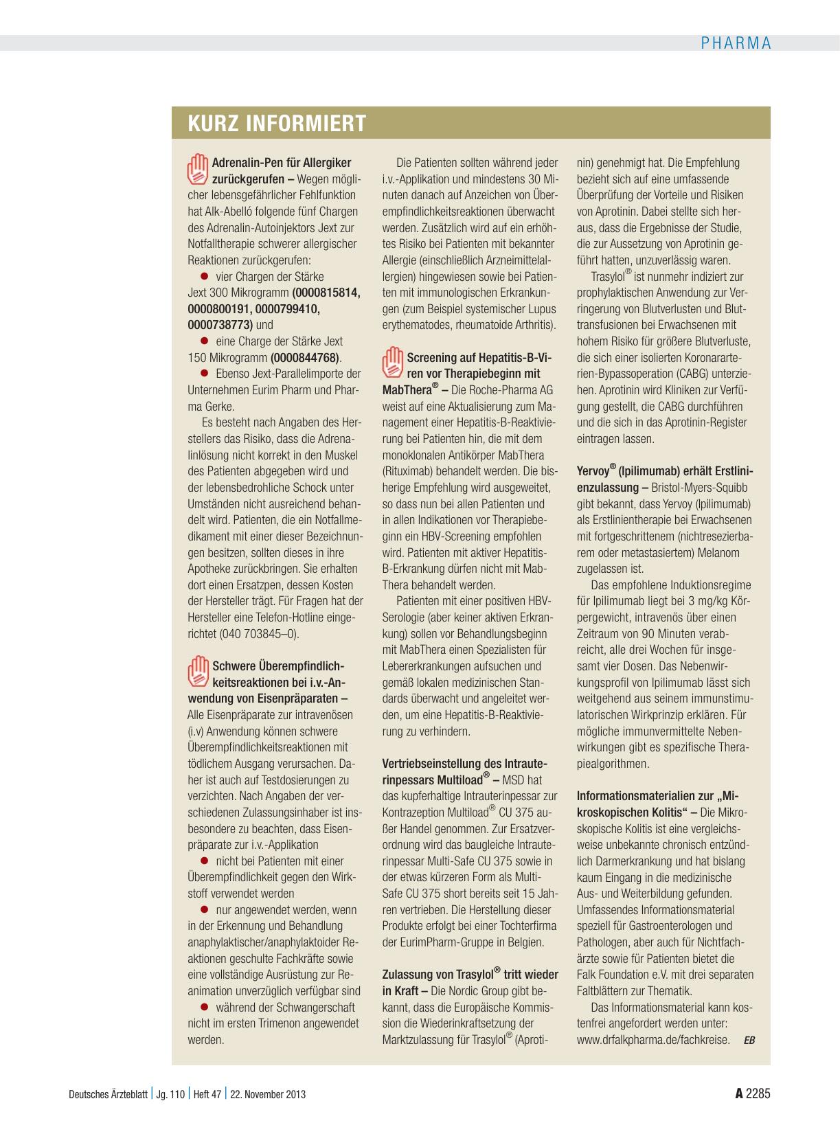 Vorschauseite 1: Kurz informiert