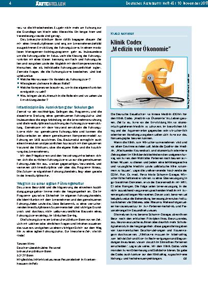 Vorschauseite 1: Klinik Codex „Medizin vor Ökonomie“