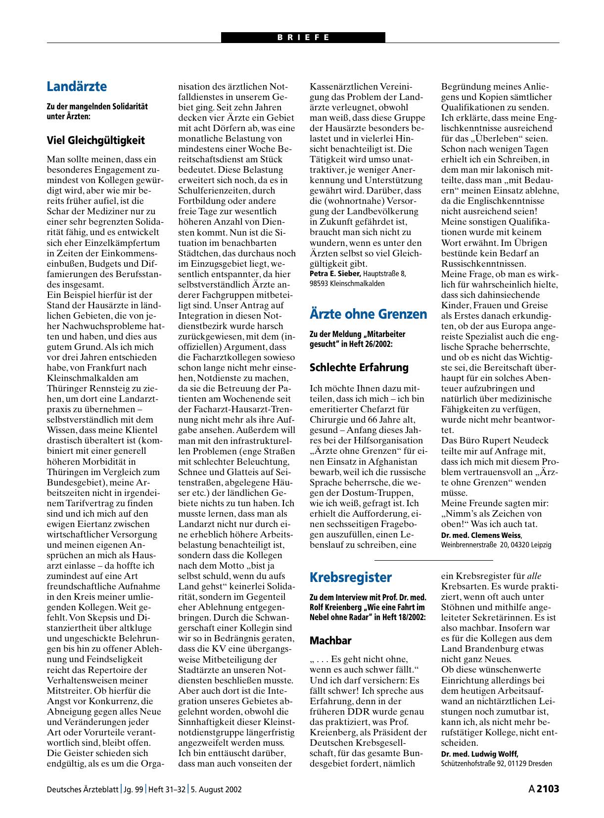 Vorschauseite 1: Landärzte: Viel Gleichgültigkeit
