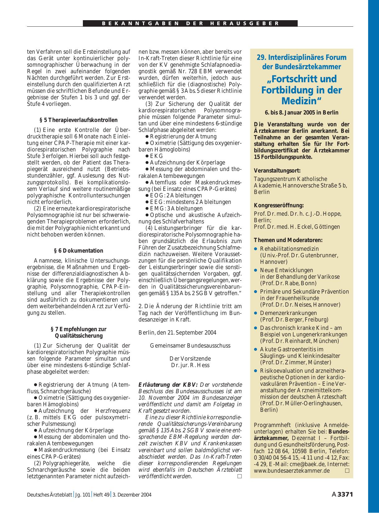 Vorschauseite 1: 29. Interdisziplinäres Forum der Bundesärztekammer: „Fortschritt und Fortbildung in der Medizin“