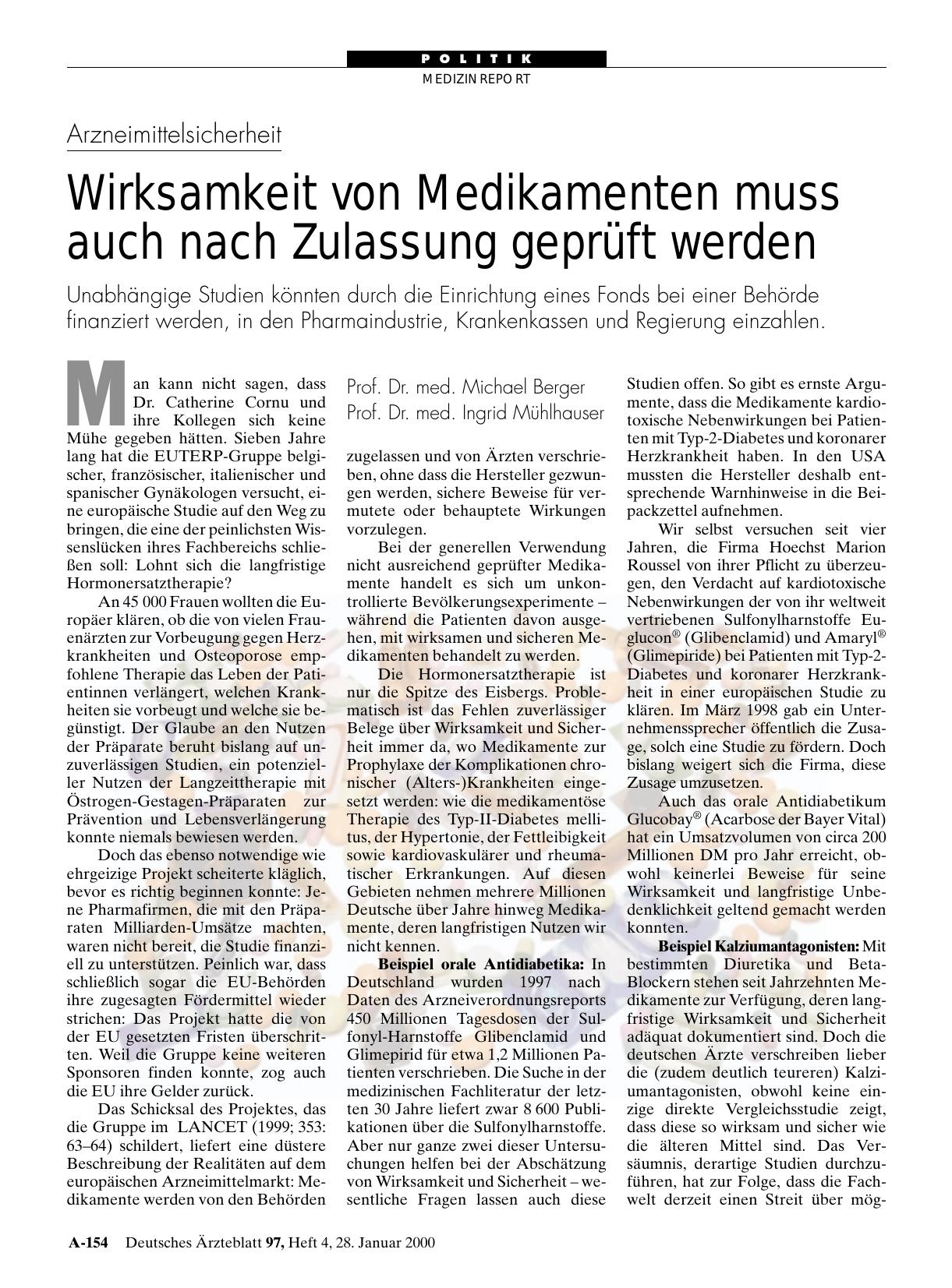 Vorschauseite 1: Arzneimittelsicherheit: Wirksamkeit von Medikamenten muss auch nach Zulassung geprüft werden
