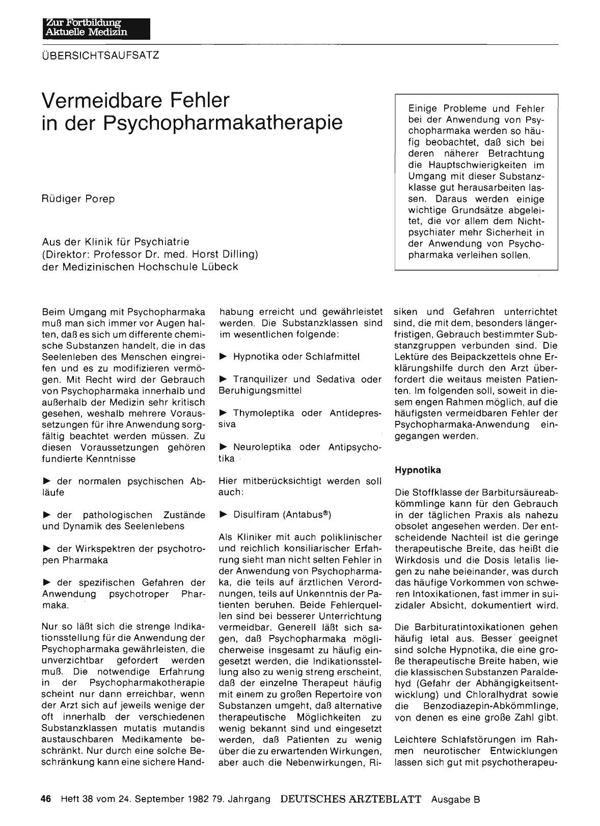 Vorschauseite 1: Vermeidbare Fehler in der Psychopharmakatherapie