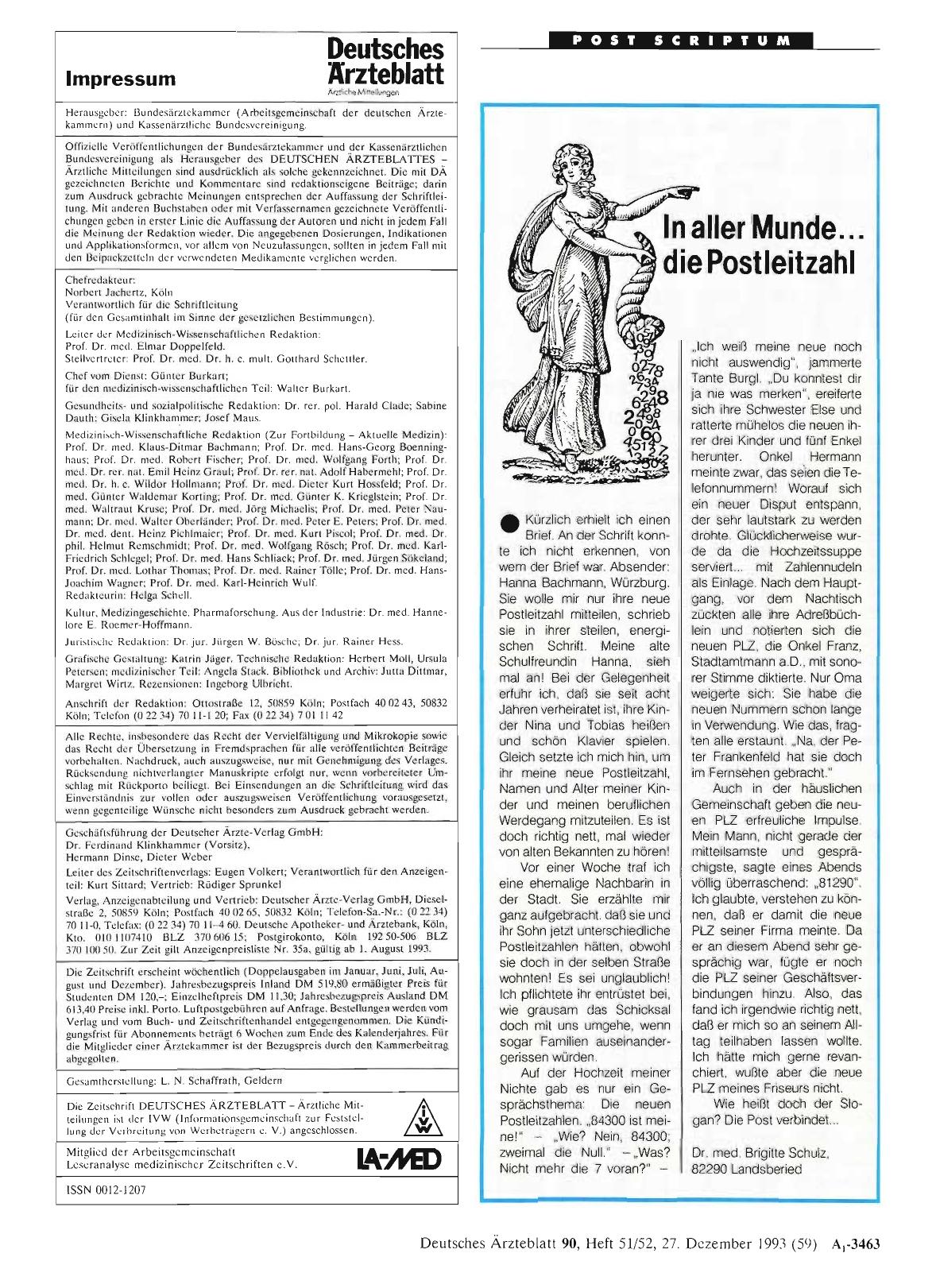 Vorschauseite 1: In aller Munde. .. die Postleitzahl