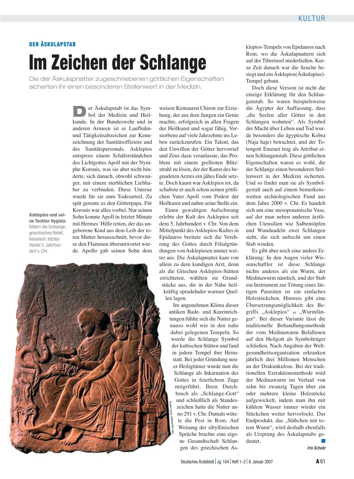 Vorschauseite 1: Der Äskulapstab: Im Zeichen der Schlange