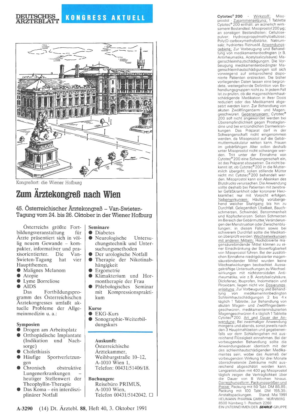 Vorschauseite 1: Zum Ärztekongreß nach Wien