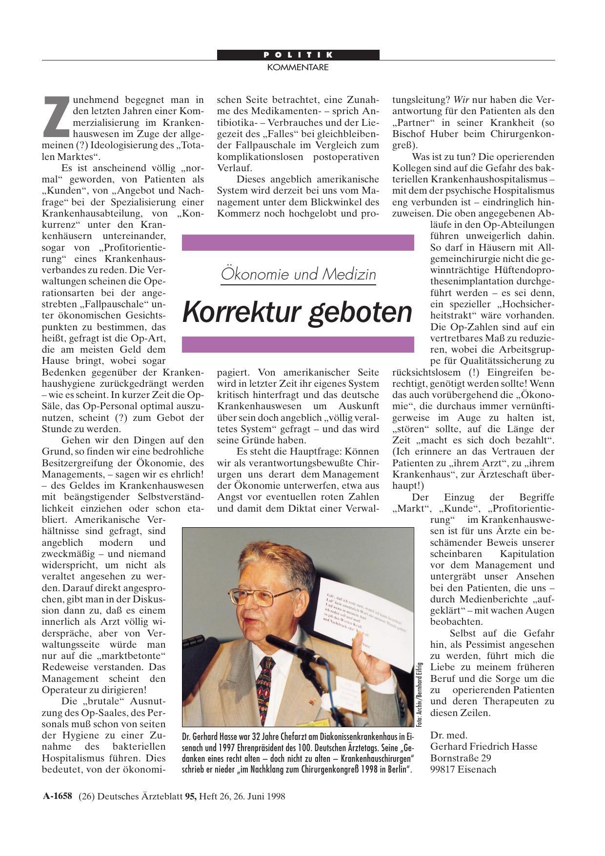 Vorschauseite 1: Ökonomie und Medizin: Korrektur geboten
