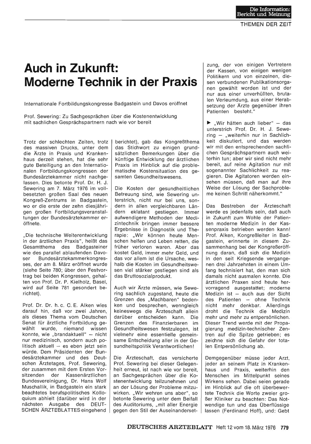Vorschauseite 1: Auch in Zukunft: Moderne Technik in der Praxis